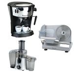 Professional Series Juice Extractor, Heavy Duty Meat Slicer and Espresso Maker in Black 