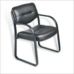 Boss Office Products Black Leather Guest Chair with Scratch Resistant Finish