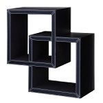 Click here to buy Furniture FX Double Square Faux Leather Wall Shelf... by Furniture FX.