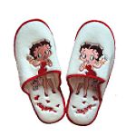 Betty Boop Bad Dog Women's White Slippers (Size Large)