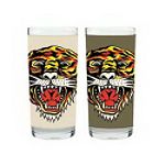 Click here to buy Ed Hardy Tiger Open Mouth Leather Wrapped Highball Set of 2 by 3E Trading.