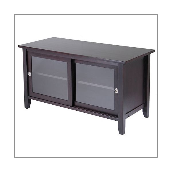 Winsome Espresso TV Stand with Sliding Glass Doors - Dark Wood, Espresso