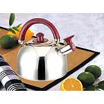 Allied Allied 2.3 Quart Stainless Steel Tea Kettle with a Folding Red Handle