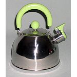 Allied STAINLESS STEEL TEA KETTLE W/GREEN HDL