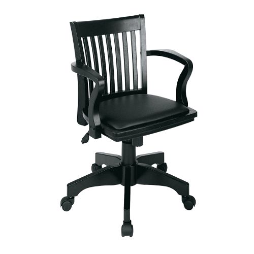 Office Star Wood Bankers Desk Chair with Vinyl Seat -Fruitwood Black by 