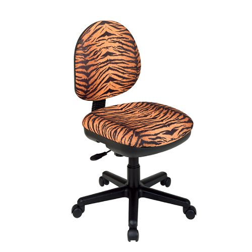 Office Star Chenille Contemporary Swivel Chair with Flex Back - Tiger Animal Print by 