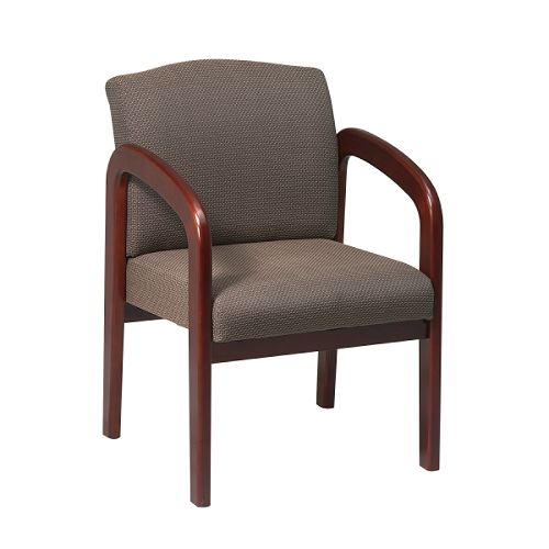 Office Star Cherry Finish Wood Visitors Chair, Fabric: Taupe by 