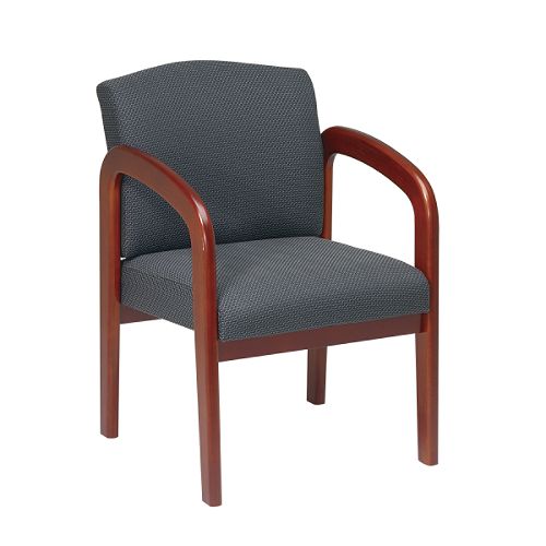 Office Star Cherry Finish Wood Visitors Chair, Fabric: Charcoal (Crave) by 