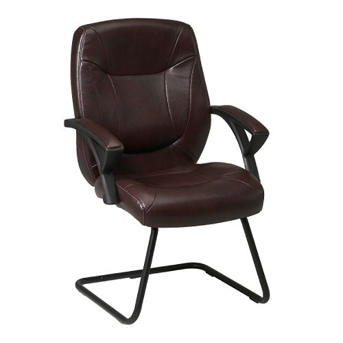 Office Star Deluxe Faux Leather Visitors Chair - Chocolate by