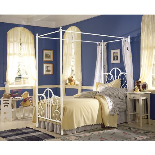 Contour Canopy Twin Bed with Frame - Matte White 