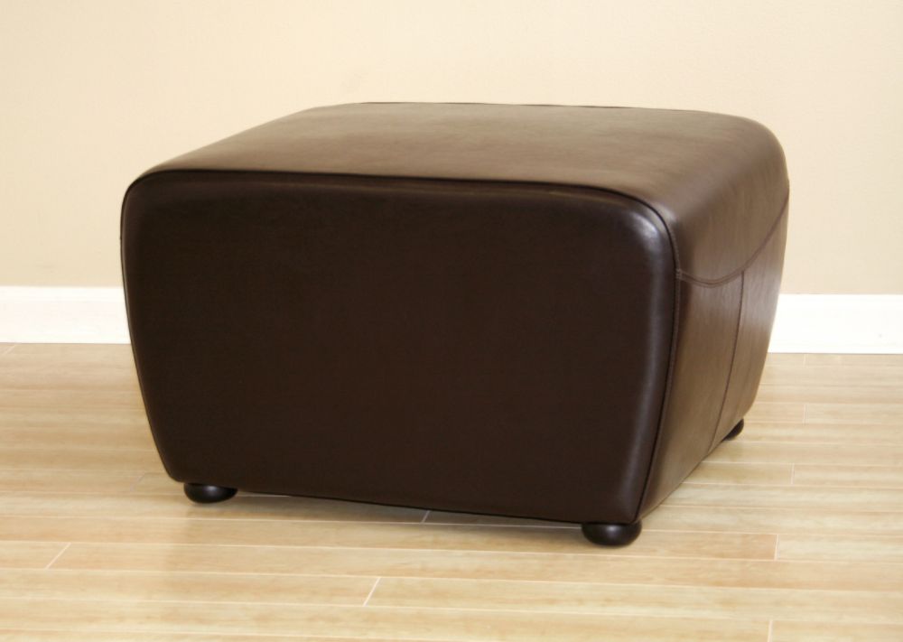 Baxton Studio Arden Dark Brown Leather Ottoman