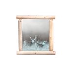 Cedar Looks Mirror Log Etched w/Deer