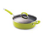 "Rachael Ray Porcelain Enamel Cookware 12"" Covered Deep Saute - Gree"

