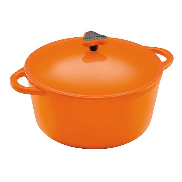 Rachael Ray Cast Iron Cookware 7 Qt. Covered Round Casserole - Orange