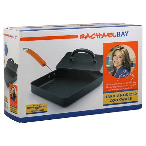 Rachael Ray 11 in. x9 in. Rectangular Skillet w Cast Iron Sammy Press