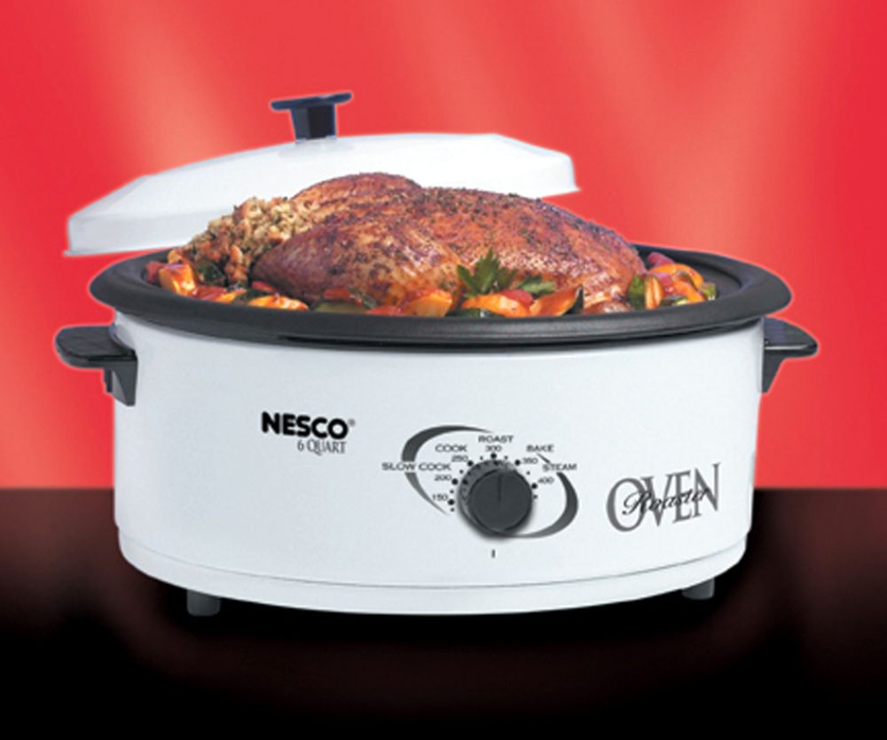 Nesco 6 Quart Roaster Oven - White - Porcelain Cookwell