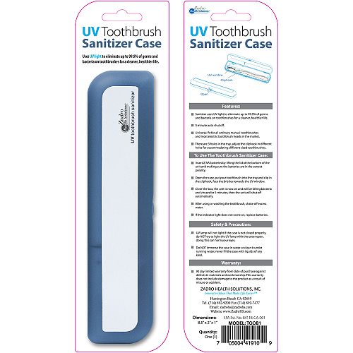 Zadro UV Toothbrush Disinfectant Scanner - Blue 