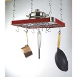 Concept Housewares Espresso Wood, Chrome Grid, Square Ceiling Rack