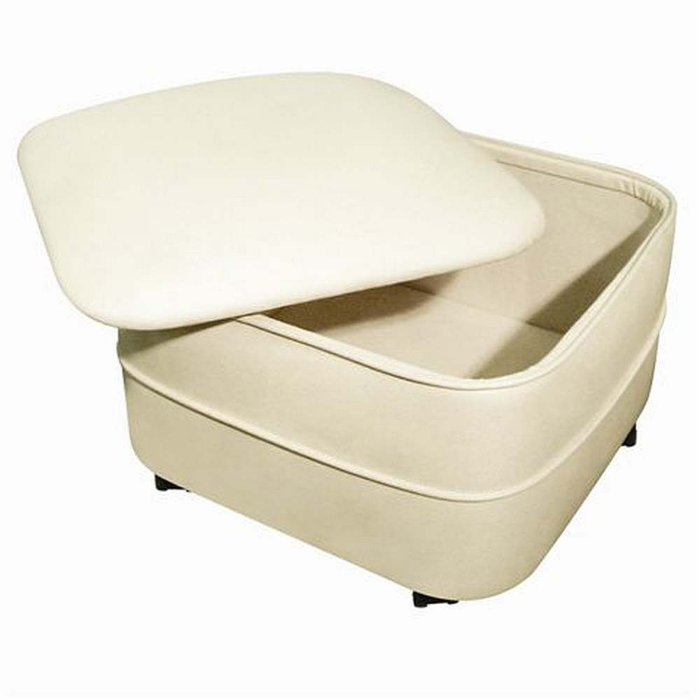 NW Enterprises Square Ivory storage ottoman