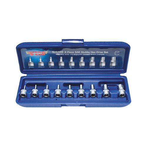 Vim Products 9-Piece 1/4 in. Dr. SAE 3/32 in. - 3/8 in. Stubby Hex Bit Set - VIMSHI400 Best Price