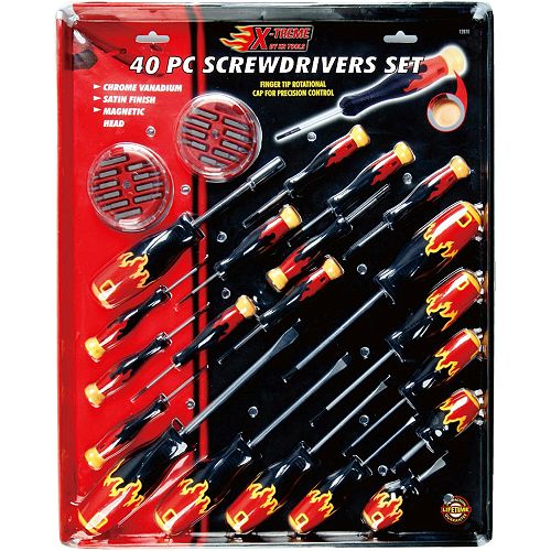 Xtreme 40 Pc. Flame Handle Screwdriver and Bit Set in Clamshell - 12820 Best Price