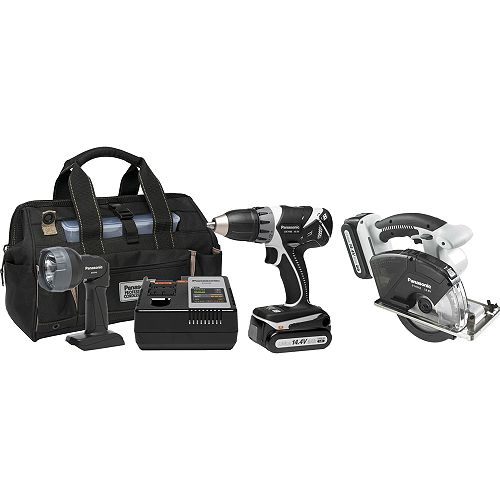 Panasonic 14.4V Li-ion Metal Cutter   Drill Driver Combo Kit Protected by the GuardION S -...