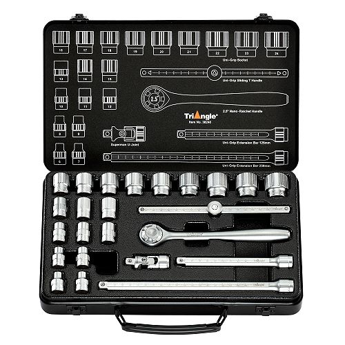 Triangle 24 pc. Uni-Grip Metric Socket Set  3/8 in. Drive - 38240 Best Price