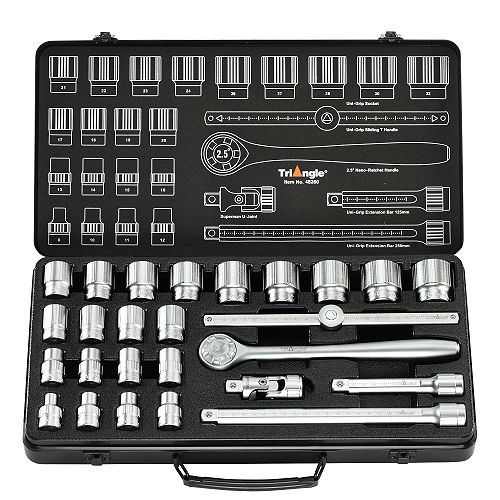 Triangle 26 pc. Uni-Grip Metric Socket Set  1/2 in. Drive - 48260 Best Price