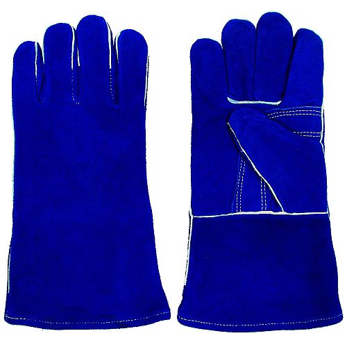 Trademark 100% Leather Premium Welding Glove - Blue - 75-6016