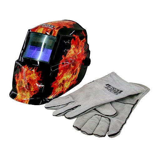 Lincoln Electric WELDING HELMET, DARKFIRE 600S VAR SH 9-13, W GLOVES - K2799-1 by Welding Gloves