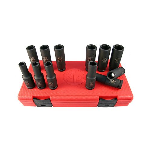 Chicago Pneumatic 1 2 in. Drive 12-pc. Metric Deep Impact Socket Set - 89401-6463 