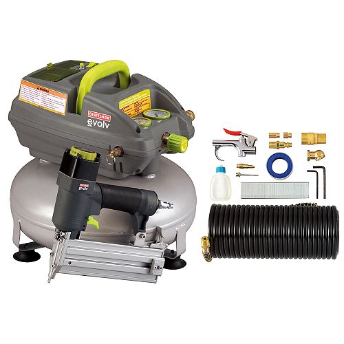 Evolv 3 gal 100 PSI Air Compressor with 2 in. Brad Nailer and 10 pc. Accessory Kit. - 42081 Best Price