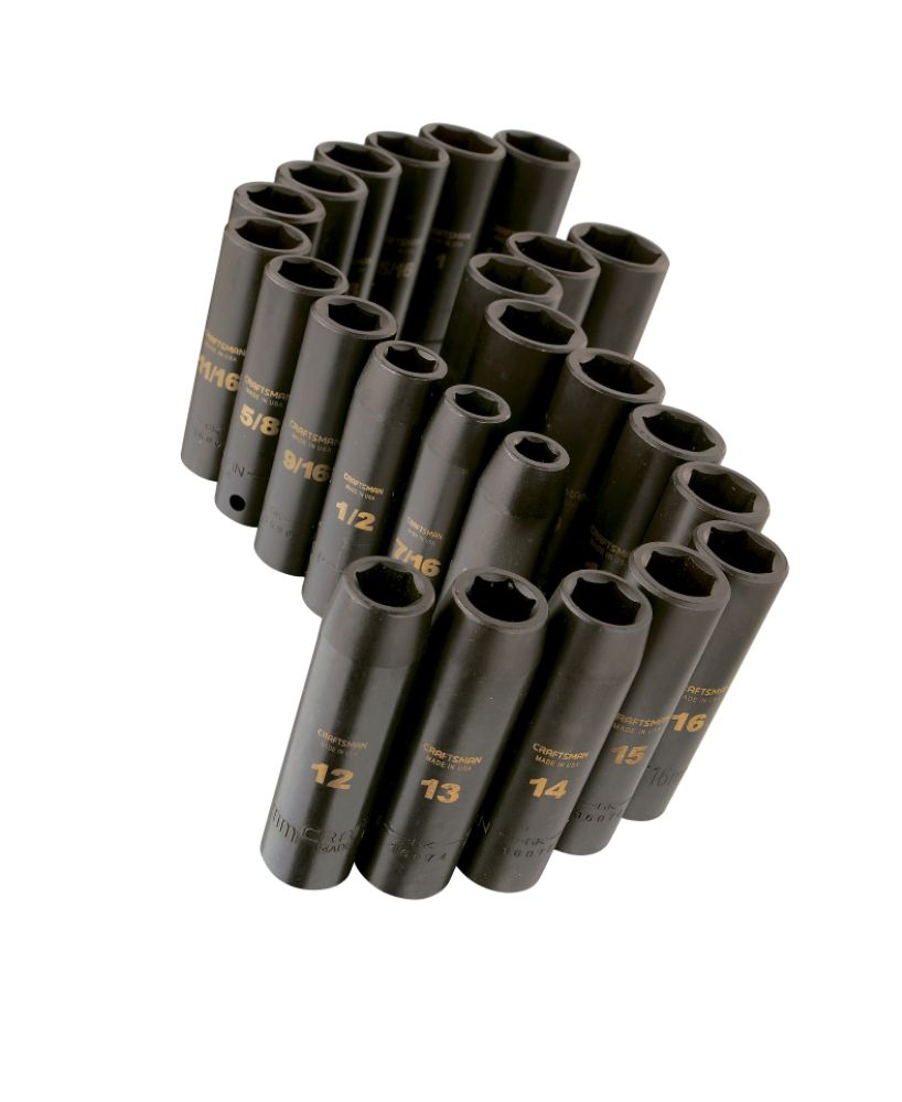 Craftsman 24 pc. Easy to Read Impact Socket Set, 6 pt. Deep, 1/2 in. Drive