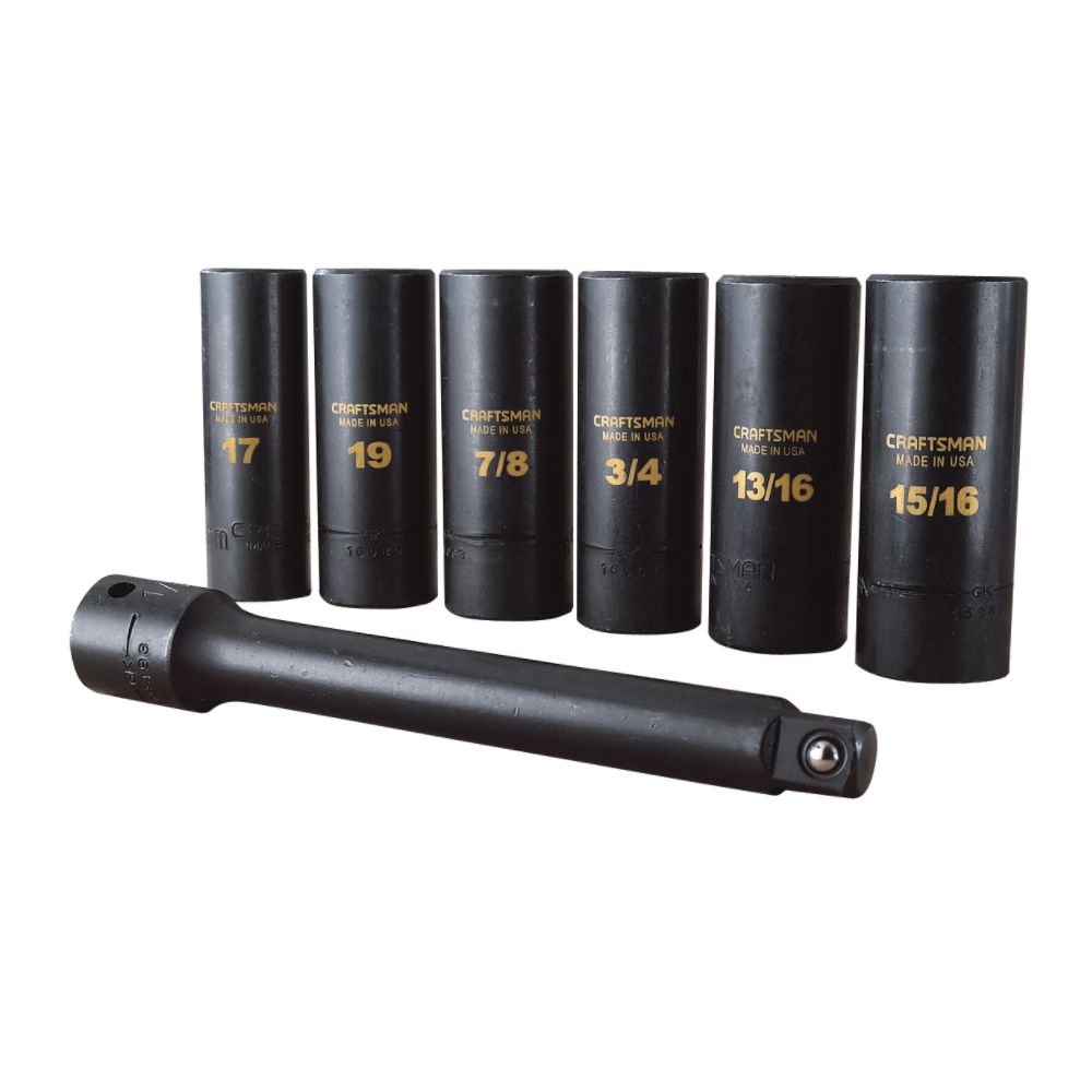 Craftsman 7 pc.  Easy Read Impact Lug Nut Set, 6 pt. Deep, 1/2 in. Drive