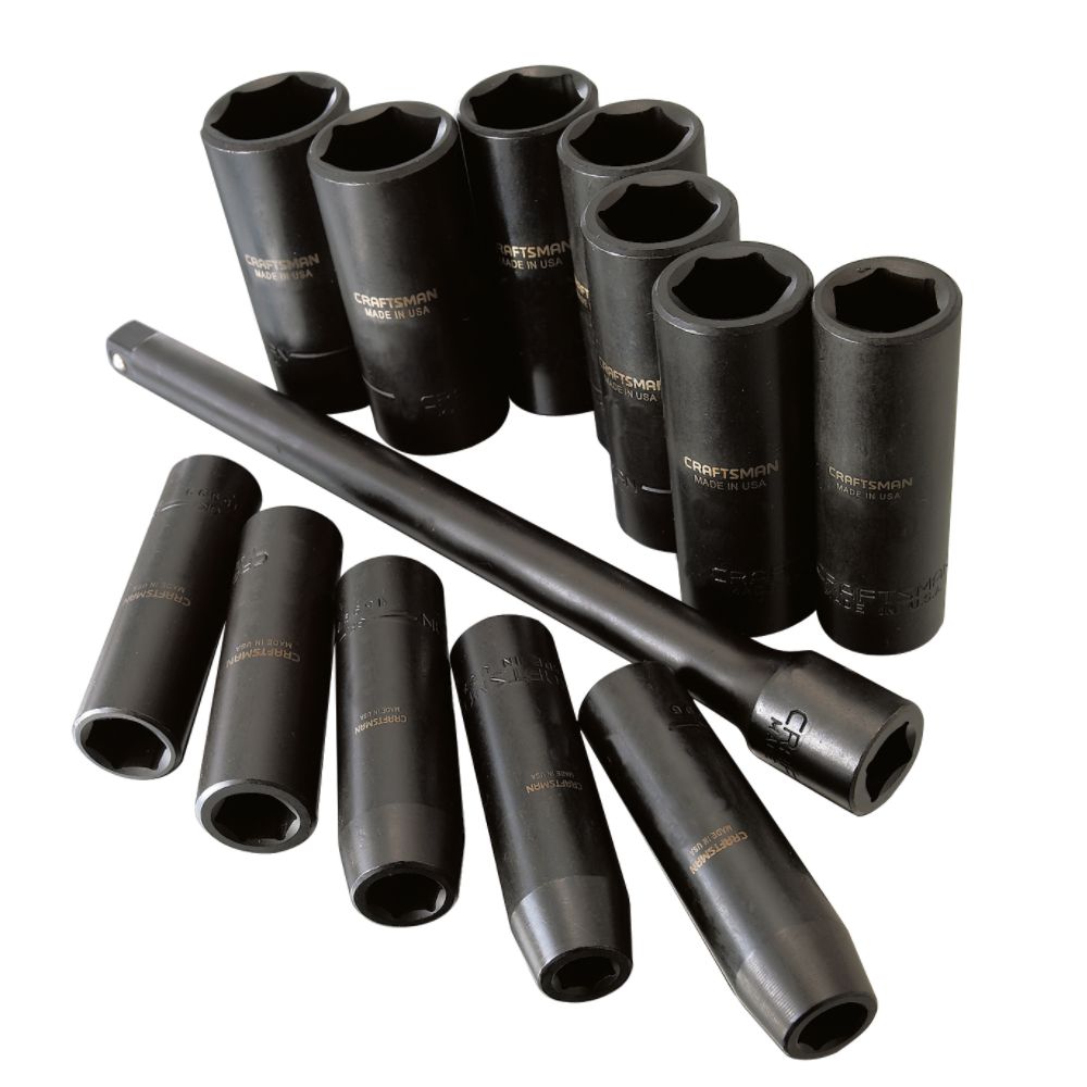Craftsman 12 pc. Easy Read Impact Socket Set, 1/2 in. Dr. BONUS 10 in. Ext. Bar