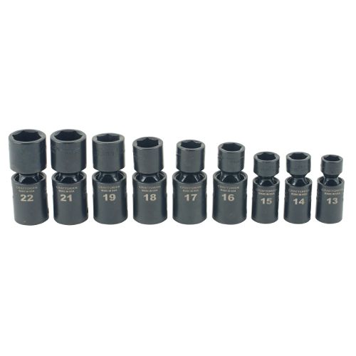 Craftsman 9 pc. Metric Easy to Read Swivel Impact Socket Set, 6 pt. 1 2 in. Drive - 15390
