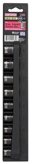 Craftsman 9 pc. Standard Easy to Read Impact Socket Set, 6 pt. 3/8 in. Drive