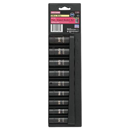 Craftsman 9 pc. Standard Easy to Read Impact Socket Set, 6 pt. Deep, 3 8 in. Drive - 15882