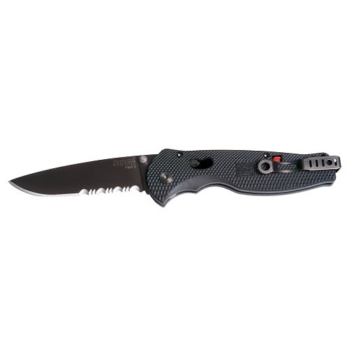 Sog Flash II 3.5 Knife 1/2 Serrated  Black TiNi - TFSA-98 Best Price