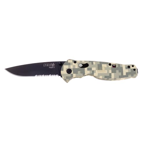 Sog Flash II 3.5 Knife  Digi Camo  1/2 Serrated  Black TiNi - DFSA-98 Best Price