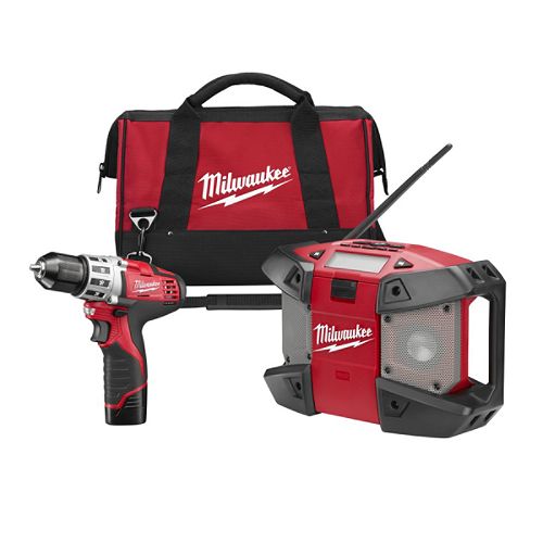 Milwaukee M12 Cordless 2-Tool Combo Kit - Driver Drill & Radio - 2492-22