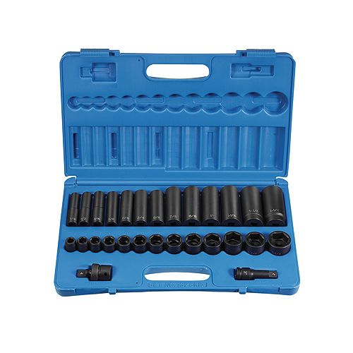 Grey Pneumatic 28 Piece 1/2 Drive Standard and Deep Length Impact Socket Set - GRE1328RD Best Price