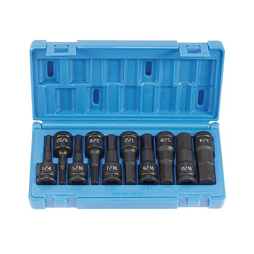 Grey Pneumatic 10 Piece 1/2 Drive Hex Impact Socket Set - GRE1398H Best Price