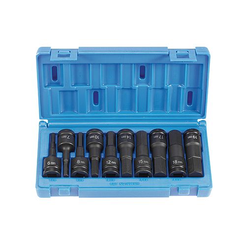 Grey Pneumatic 10 Piece 1/2 Drive Metric Hex Driver Impact Socket Set - GRE1498MH Best Price
