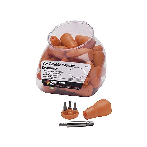 WILMAR 20 PIece 4 in 1 Stubby Screwdriver Fish Bowl Merchandiser - WLMW960 Best Price