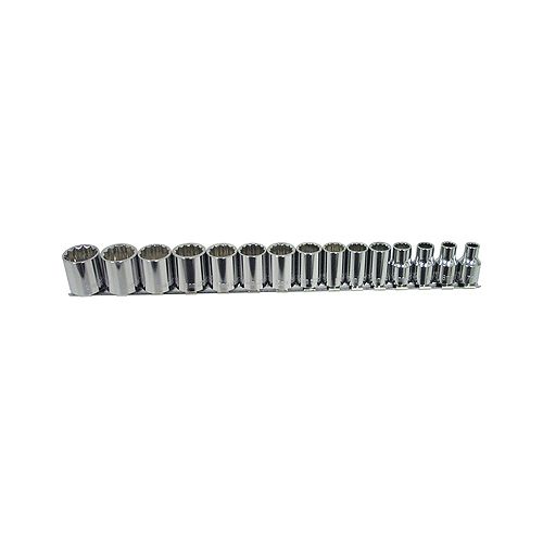 K Tool International 15 Piece 3/8 Drive 12 Point Shallow Metric Socket Set - KTI27501 Best Price