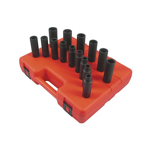 Sunex 15 Piece 1/2 Drive 12 Point Deep Metric Impact Socket Set - SUN2672 Best Price