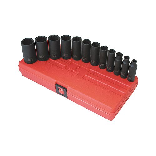 Sunex 12 Piece 3/8 Drive 12 Point SAE Deep Impact Socket Set - SUN3680 Best Price
