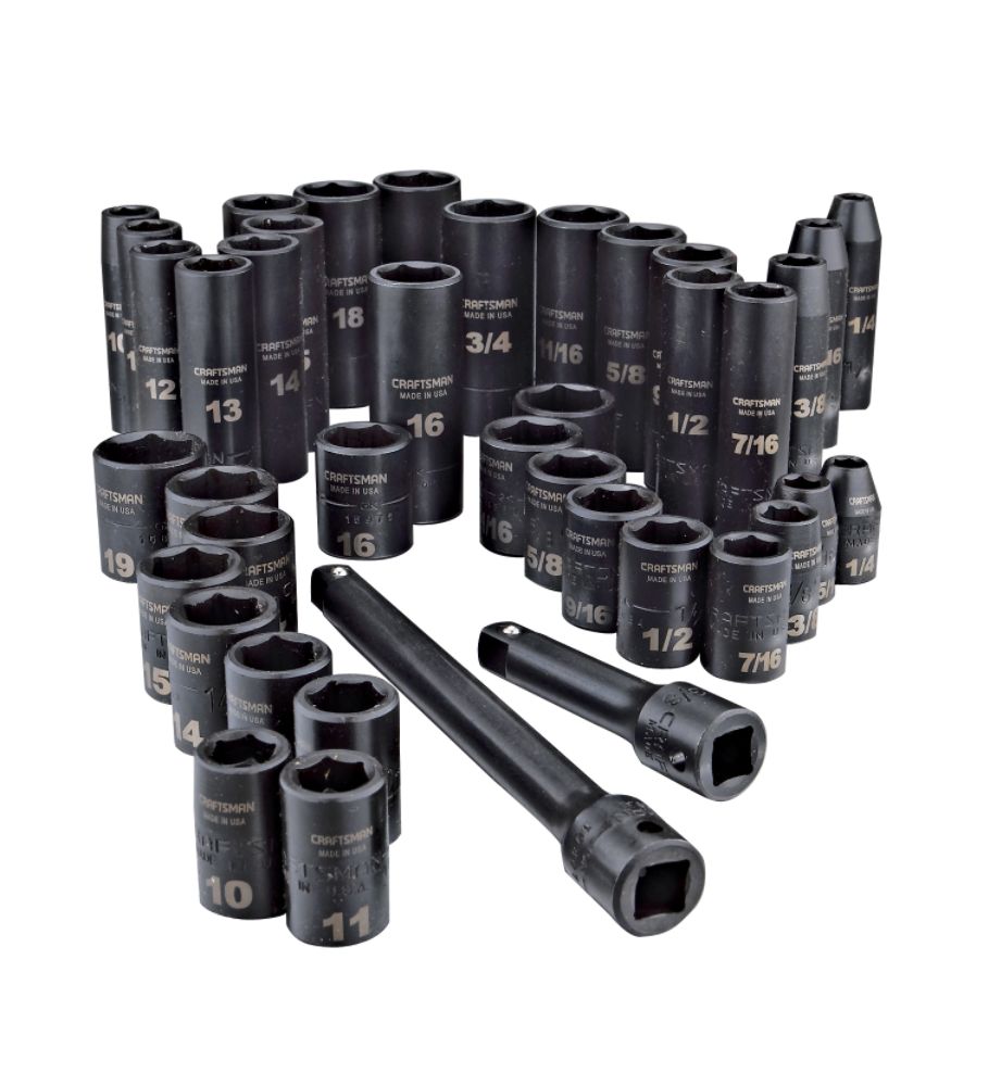 Craftsman 38 pc. Easy Read Impact Socket Set, 3/8 in. Dr. 2 BONUS Ext. Bars
