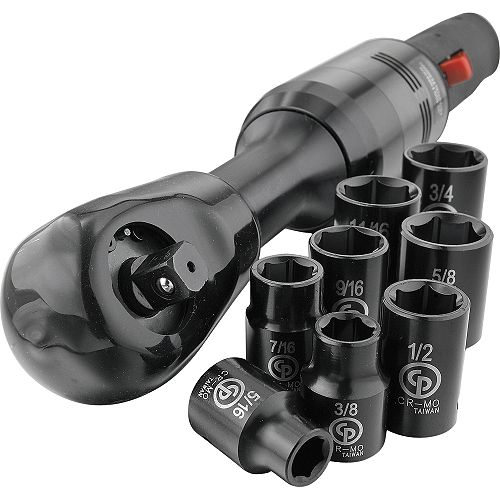 Chicago Pneumatic 3 8 in. Drive Impact Ratchet and 8-piece Socket Combo 